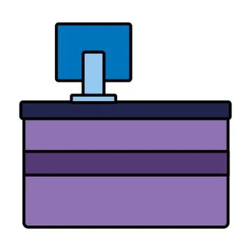Counter bar computer store on white background Stock Illustration
