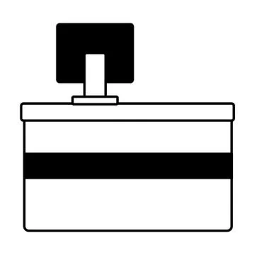 Counter bar computer store on white background Stock Illustration