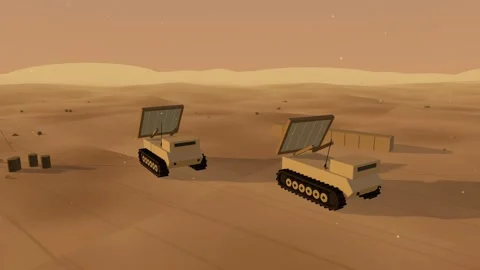 Counter battery radars staring at sunset Stock Footage 342261204