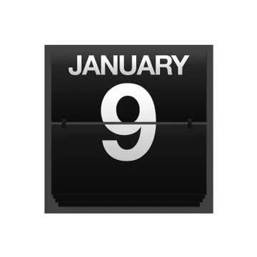Counter calendar january 9. Stock Illustration