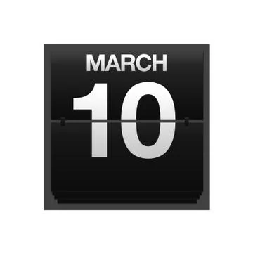 Counter calendar march 10. Stock Illustration