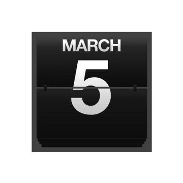 Counter calendar march 5. Stock Illustration