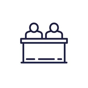 Counter desk, reception counter line icon on white Stock Illustration