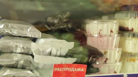Counter with different types of ice cream Stock Footage 74504257