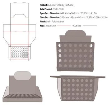 Counter Display Perfume packaging design template selflock die cut - vector- Illustrazione stock