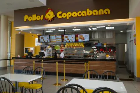 Counter in fast food restaurant Pollos Copacabana Stock Photos