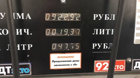 Counter at the gas station indicates numbers. Stock Footage 117486534