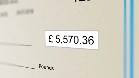 Counter Increasing in Check(Cheque) for Payment (British Pound ) Stock Footage 119221107