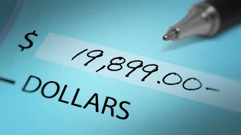 Counter increasing in Check(Cheque) for payment with Pen. Seamless Loop Stock Footage 130773643