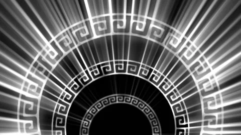 Counter rotating versace ornaments effect on black motion background VJ Loop Stock Footage 100355527