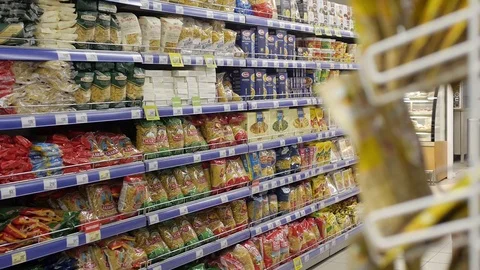 Counter, shop, maccheroni, Pasta Stock Footage 75219721