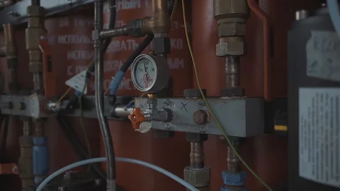 Counter showing information on the current state of factory industrial machinery Stock Footage 125881026