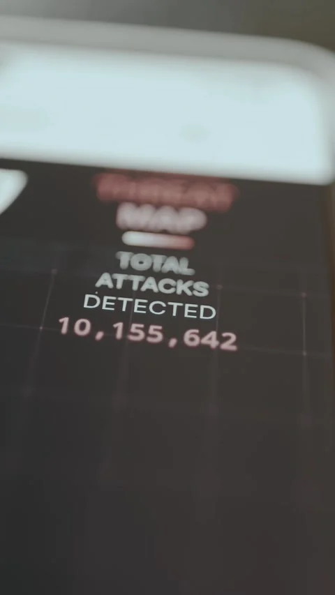 Counter showing the total number of cyberattacks detected in real time Stock Footage 330239604