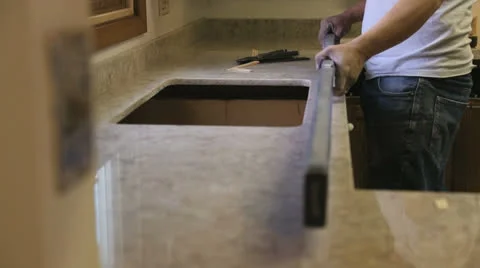 Counter top is now level Stock Footage 22870342