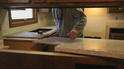 Counter top slid into place Stock Footage 22870039