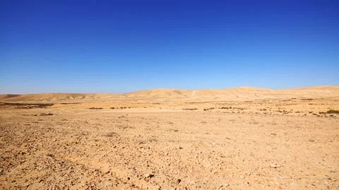 Counterclockwise panoramic of desert at winter Stock Footage 93381608