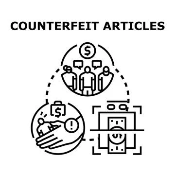 Counterfeit articles creating economic problems and illegal trade Stock Illustration
