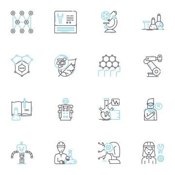 Counterfeit breakthrough linear icons set. Forgery, Imposture, Deception Illustrazione stock