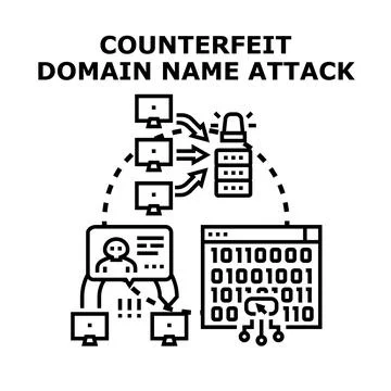 Counterfeit domain name attack causing phishing and data security issues イラスト素材