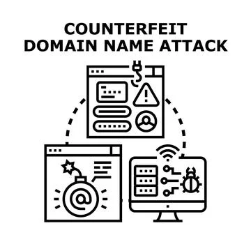 Counterfeit domain name attack concept vector presenting phishing Stock Illustration
