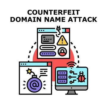Counterfeit domain name attack concept vector presenting phishing Stock Illustration