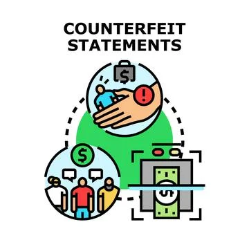 Counterfeit statements concept presenting financial fraud and information d.. Stock Illustration