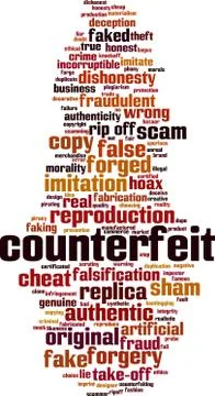 Counterfeit word cloud Stock Illustration