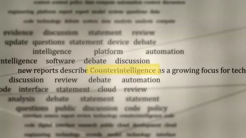 Counterintelligence Highlighted Text - Digital Systems Research Stock Footage 346332576