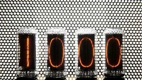Counters count up to 10 on the gas-discharge indicator, Nixie tube Stock Footage 104162860