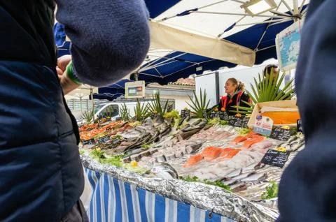Counters with fish. Foto stock
