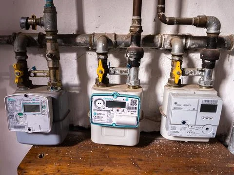 Counters for gas heating Stock Photos