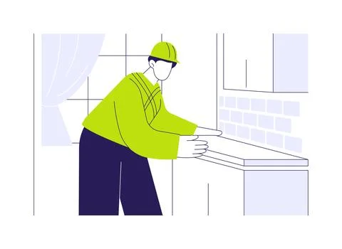 Countertop installation abstract concept vector illustration. Ilustración de archivo