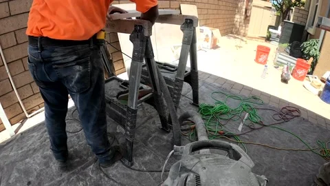 Countertop installation process for kitchen and bathroom remodel. Stock Footage 204894410