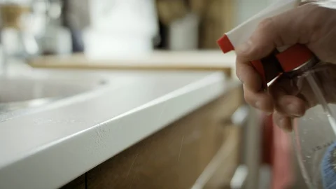 Countertop sanitization. Stock Footage 127860090