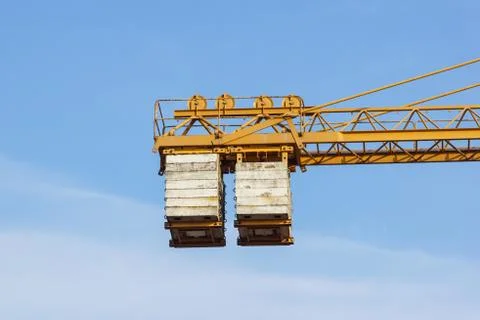 The counterweight of the tower crane at work Stock Photos