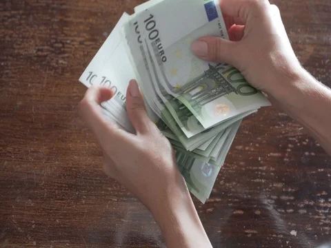 Counting 2000 euros Stock Footage 81017221