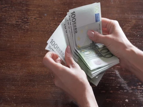 Counting 2000 euros Stock Footage 81025858