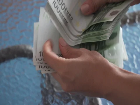 Counting 3000 euros Stock Footage 81016083