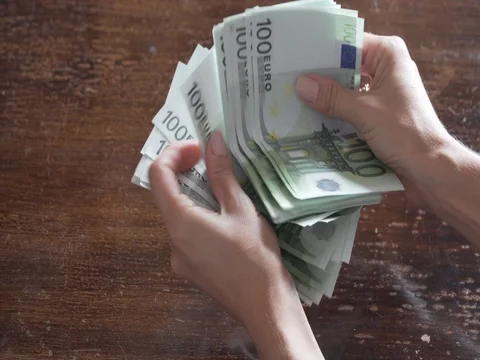 Counting 3000 euros Stock Footage 81031324