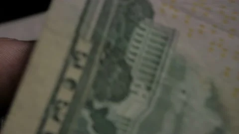Counting 50 Dollar Bills - Counting Money - Slow Motion Stock Footage 200838487