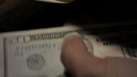 Counting 50 Dollar Bills - Counting Money - Slow Motion Stock Footage 200840035