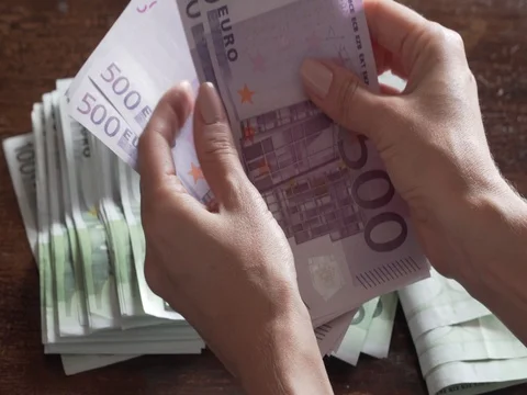 Counting 5000 euros Stock Footage 81016478