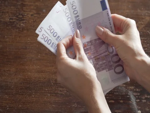 Counting 5000 euros Stock Footage 81022546