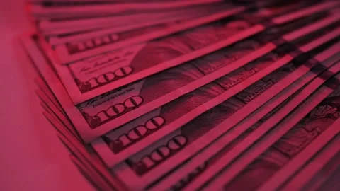 Counting American 100 dollar banknotes. Businesswoman counts the bills of money Stock Footage 238554505