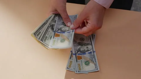Counting American dollar bills close-up. Stock-Footage 346630164