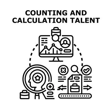 Counting and calculation talent evaluating financial data Stock Illustration