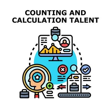 Counting and calculation talent evaluating financial data Stock Illustration