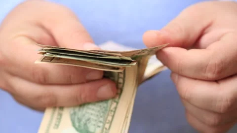 Counting and showing US Dollar money. Counting USD banknotes 9 스톡 동영상 172099537