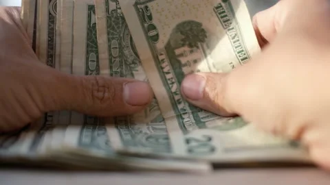 Counting assorted dollar bills concept money finance debt economy Stock Footage 231612050