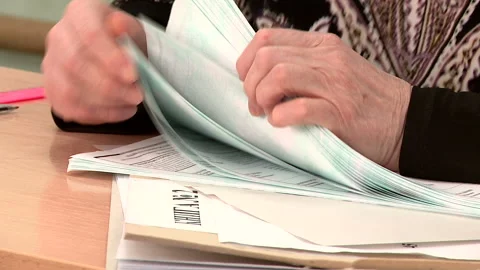 Counting ballots before voting on March 18, 2018 in Russia Video stock 87496209